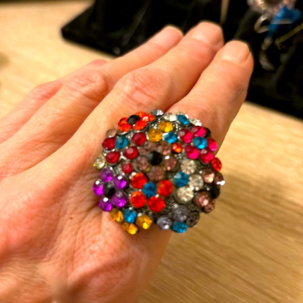 Size 8, Vintage Ring, Art Deco Ring, Rhinestone Ring